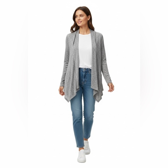 St. John's Bay Sweaters - St. John's Bay Heathered Gray Women's Cardigan PM petite medium
